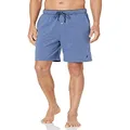 Nautica Men's Soft Knit Elastic Waistband Sleep Lounge Short Pajama Top, Blue Indigo Heather, X-Large US