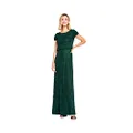 Adrianna Papell Womens Short Sleeve Blouson Beaded Gown Dress, Dusty Emerald, 8 US