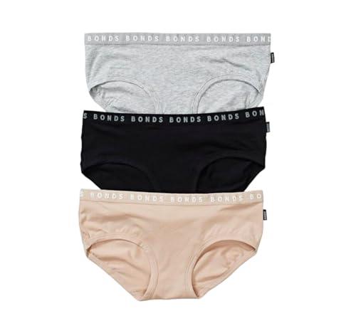 Bonds Women's Hipster Boyleg Brief Boy Short Panties, New grey marle base blush black (3 Pack), 10 US