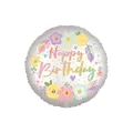 45cm Standard XL Boho Happy Birthday Satin Flowers Foil Balloon