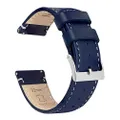 19mm Navy/Linen BARTON Quick Release Top Grain Leather Watch Band Strap