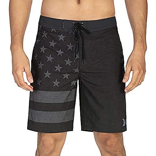 Hurley Apparel Men's Phantom Cheers USA Flag 20" Boardshort Swimwear, Black A, 30"