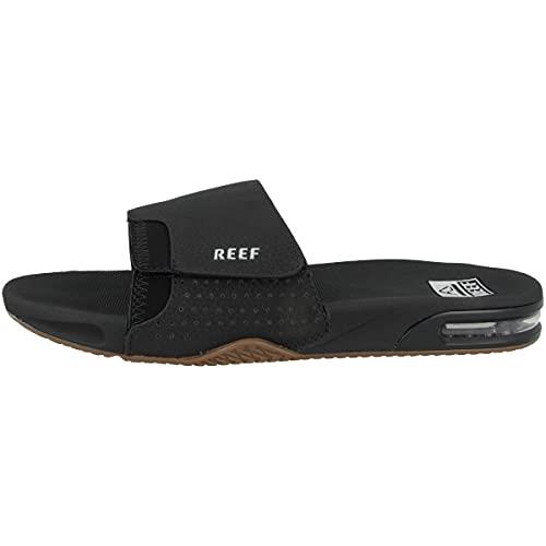 Reef Men's Fanning Slide Flip-Flop, Black Silver, 8 US