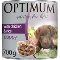 OPTIMUM Puppy Wet Dog Food With Chicken & Rice 700g, 12 Cans