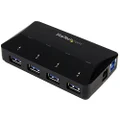 StarTech.com ST53004U1C 4-Port USB 3.0 Hub with Dedicated Charging Port, 1 x 2.4A Port (Black)