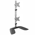 StarTech.com Vertical Dual Monitor Stand - Ergonomic Desktop Stacked Two Monitor Stand up to 27 inch VESA Mount Displays - Free Standing Universal Monitor Mount - Height Adjustable - Silver (ARMDUOVS)
