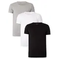 Tommy Hilfiger Men's Short Sleeves Premium Tee, Black/Grey/White, 2X-Large (Pack of 3)