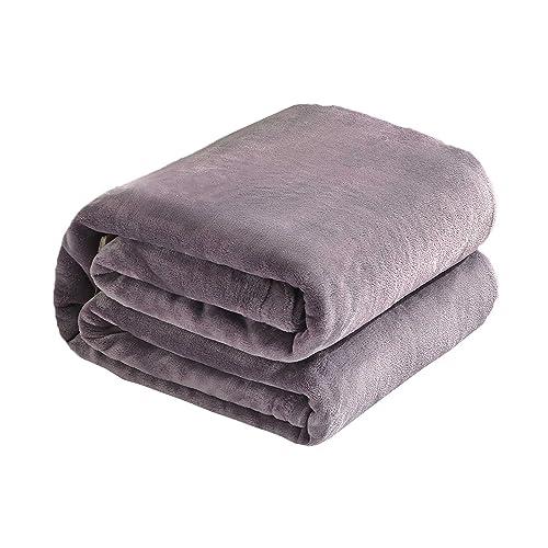 Kingole Flannel Fleece Luxury 300GSM Lightweight Cozy Couch/Bed Ultra-soft Plush Microfiber Solid Color Blanket by (Lavender Twin-66 x 90)