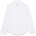 Calvin Klein Boys' Long Sleeve Slim Fit Dress Shirt, Style with Buttoned Cuffs & Shirttail Hem, White, 14