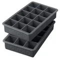 Tovolo Perfect Cube Ice Mold Trays, Sturdy Silicone, Fade Resistant, 1.25" Cubes, Set of 2, Charcoal