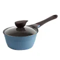 Neoflam Eela 1.9qt/1.8L Nonstick Ceramic Coated Saucepan with Integrated Steam Vent Glass Lid, Heat Resistant Bakelite Handle, Saute Pan, Soup Boiling Melting Pot, Cookware for Pasta, PFOA-Free, Blue