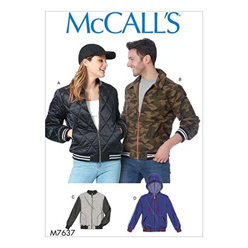 McCall's 7637 Misses' & Men's Bomber Jackets, Size XL-XXL-XXXL