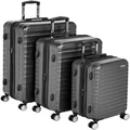 Amazon Basics Premium Hardside Spinner Luggage with Built-In TSA Lock - 3-Piece Set (55 cm, 68 cm, 78 cm), Black