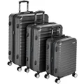Amazon Basics Premium Hardside Spinner Luggage with Built-In TSA Lock - 3-Piece Set (55 cm, 68 cm, 78 cm), Black