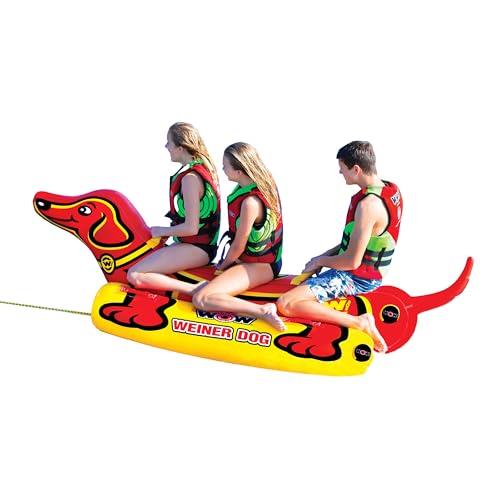 WOW Sports World of Watersports Weiner Dog 19-1010, 1 to 3 Person Towable Tube, Easy Boarding, Orange, Standard