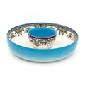 Euro Ceramica Zanzibar Chip and Dip Bowl, 2 Piece Set, Multicolor