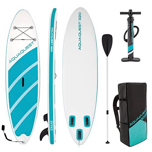 Intex Aqua Quest 320 Inflatable Stand Up Ocean/Beach Paddle/Surf Board Set