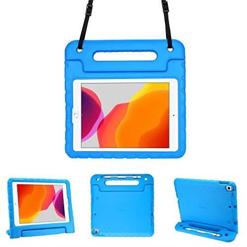ProCase Kids Case for iPad 10.2 9th Gen 2021 / 10.2" iPad 8th Gen 2020 / 7th Gen 2019 / iPad Air 3 10.5" 2019 / iPad Pro 10.5, Shockproof Light Weight Convertible Handle Stand Case Kids Friendly Cover with Shoulder Strap -Blue