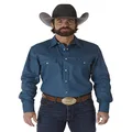 Wrangler Men's Authetic Cowboy Cut Work Western Shirt-9, Dark Teal, 3XT