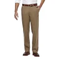 Haggar Mens HC10884 Premium No Iron Classic Fit Expandable Waist Plain Front Casual Pants - Brown - 40W x 30L