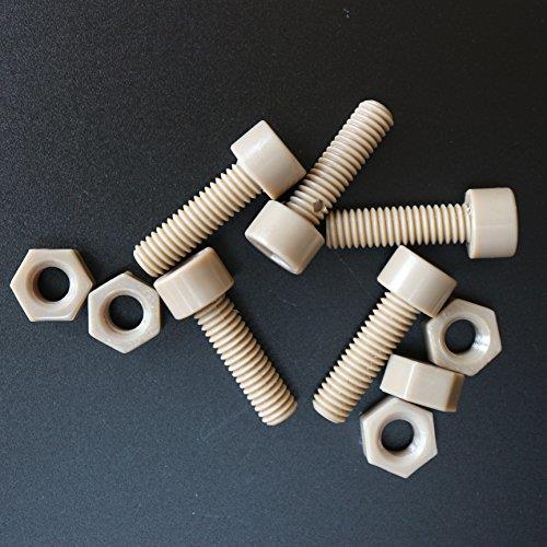 5 x PEEK Hex Socket Head Screws M6 x 20mm Nuts & Bolts - Peek Plastic nuts and bolts, anti corrosion, chemical resistant, high temperature resistance, non-expanding