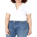 Nautica Women's 5-Button Short Sleeve Cotton Polo Shirt, Bright White, Medium