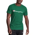 Champion Men's T-Shirt, Crewneck Cotton Tee, Mid-Weight T-Shirt, Script (Reg. or Big & Tall), Kelly Green Script, Medium