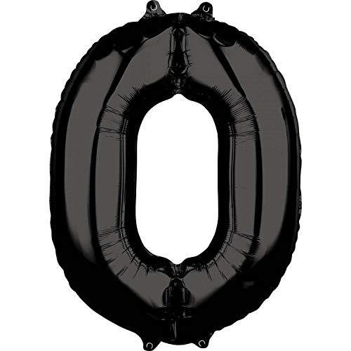 Anagram Mid-Size Shape Black Numeral 0. L26 Foil Balloon, 66 cm Size