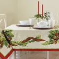 Benson Mills Christmas Ribbons Engineered Printed Fabric Table Cloth, Winter, Holiday and Christmas Tablecloth (52" X 70" Rectangular, Xmas Ribbons)