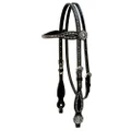 Weaver Leather Back in Black Browband Headstall with Nickel Brass Spots, Black