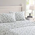 Laura Ashley Home - Flannel Collection - Sheet Set - 100% Cotton, Ultra-Soft Brushed Flannel, Pre-Shrunk & Anti-Pill, Machine Washable Easy Care, Twin, Le Fleur