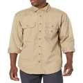 Carhartt Men's Big & Tall Flame Resistant Classic Twill Shirt,Khaki,XX-Large Tall