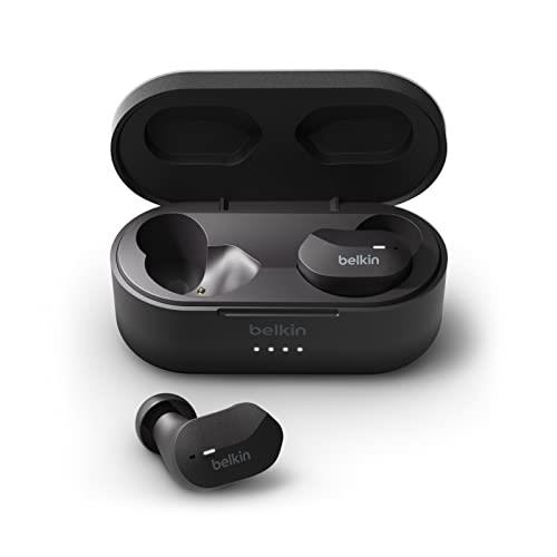 Belkin SoundForm True Wireless Earbud Headphones (Bluetooth Earphones for iPhone, Samsung, Google, Touch Control, Portable Charging Case, 24 Hours Playtime, Noise Isolation, Sweatproof) - Black