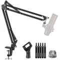 InnoGear Upgraded Microphone Suspension Stand with 3/8" to 5/8" Screw Adapter Mic Clip Adjustable Boom Studio Scissor Arm Stand for Blue Yeti Snowball Yeti Nano Yeti x and other Microphone