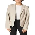 Calvin Klein Women's Two Button Lux Blazer (Petite, Standard, & Plus), Khaki, 4