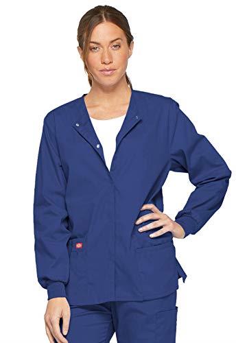 Dickies Women's EDS Signature Scrubs Missy Fit Snap Front Warm-up Jacket, Galaxy Blue, Small