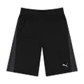 PUMA Boys' Core Essential Athletic Shorts, Black/Grey Stripe, Medium