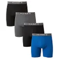 Hanes Ultimate Men's Comfort Flex Fit Boxer Briefs, Ultra Soft Cotton Modal Blend, 4-Pack, Black/Grey/Blue, Small, Black/Grey/Blue, Small