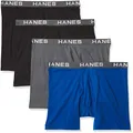Hanes Ultimate Men's Comfort Flex Fit Ultra Soft Cotton Modal Blend Boxer Brief 4-Pack, Black/Gray, Medium