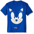 Sega Boys' Little Sonic The Hedgehog Big Face Short Sleeve Tshirt, Royal, Small