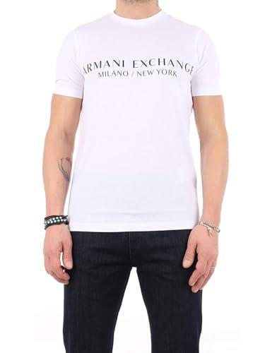 A|X Armani Exchange Men's Short Sleeve Milan New York Logo Crew Neck T-Shirt, White, L