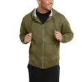 Champion Men's Powerblend Fleece Full Zip Hoodie, C Logo, Cargo Olive-407d55, X-Large