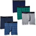 Hanes Ultimate Boys' 5-Pack Boxer Briefs, Solid/Stripes Assorted, Small
