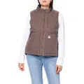Carhartt Women's Relaxed Fit Washed Duck Sherpa-Lined Mock-Neck Vest, Taupe Gray, Small