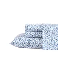 Laura Ashley Home - King Sheets, Soft Sateen Cotton Bedding Set - Sleek, Smooth, & Breathable Home Decor (Lavange Vine Indigo, King)