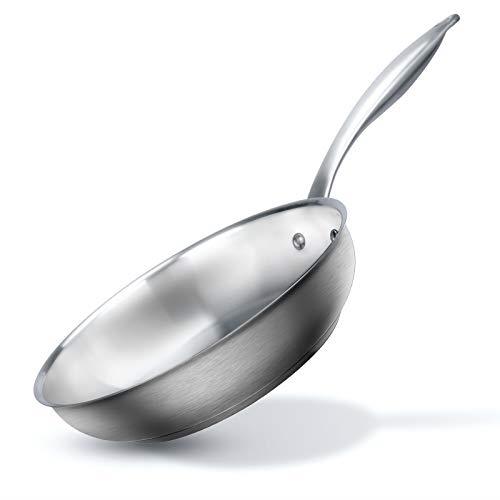 Duxtop Tri-ply Stainless Steel Frying Pan with Stay-Cool Handle, Professional 8 inch Fry Pan with Induction Magnetic Bottom, Healthy Small Skillet, Dishwasher and Oven Safe