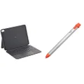 Logitech Combo Touch Oxford Grey for iPad Air 4th and 5th gen Logitech Crayon Digital Pencil for iPad 6th Generation, Orange