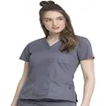 Dickies Women's Genflex Junior-fit V-neck Scrub Shirt, Light Pewter, Medium