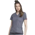 Dickies Women's Genflex Junior-fit V-neck Scrub Shirt, Light Pewter, Medium