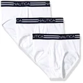 Nautica Mens Comfort Cotton Underwear Fly Front - Multi Pack Briefs, White/White/White, Medium US